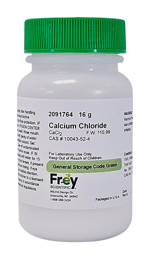 Frey Scientific Calcium Chloride, Solid, 16 Grams Item Number 2091764