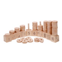 Yellow Door Natural Number Stackers, 65 Pieces, Item Number 2090335