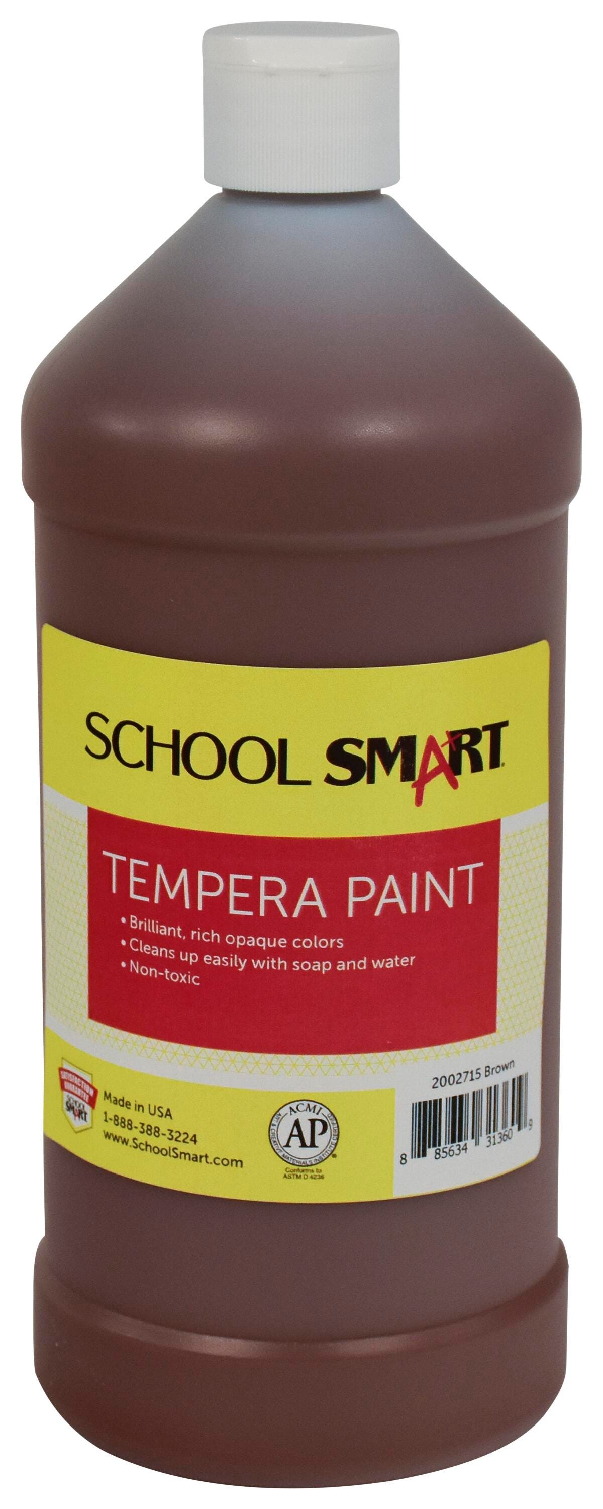 School Smart Tempera Paint, Brown, 1 Quart Bottle Item Number 2002715