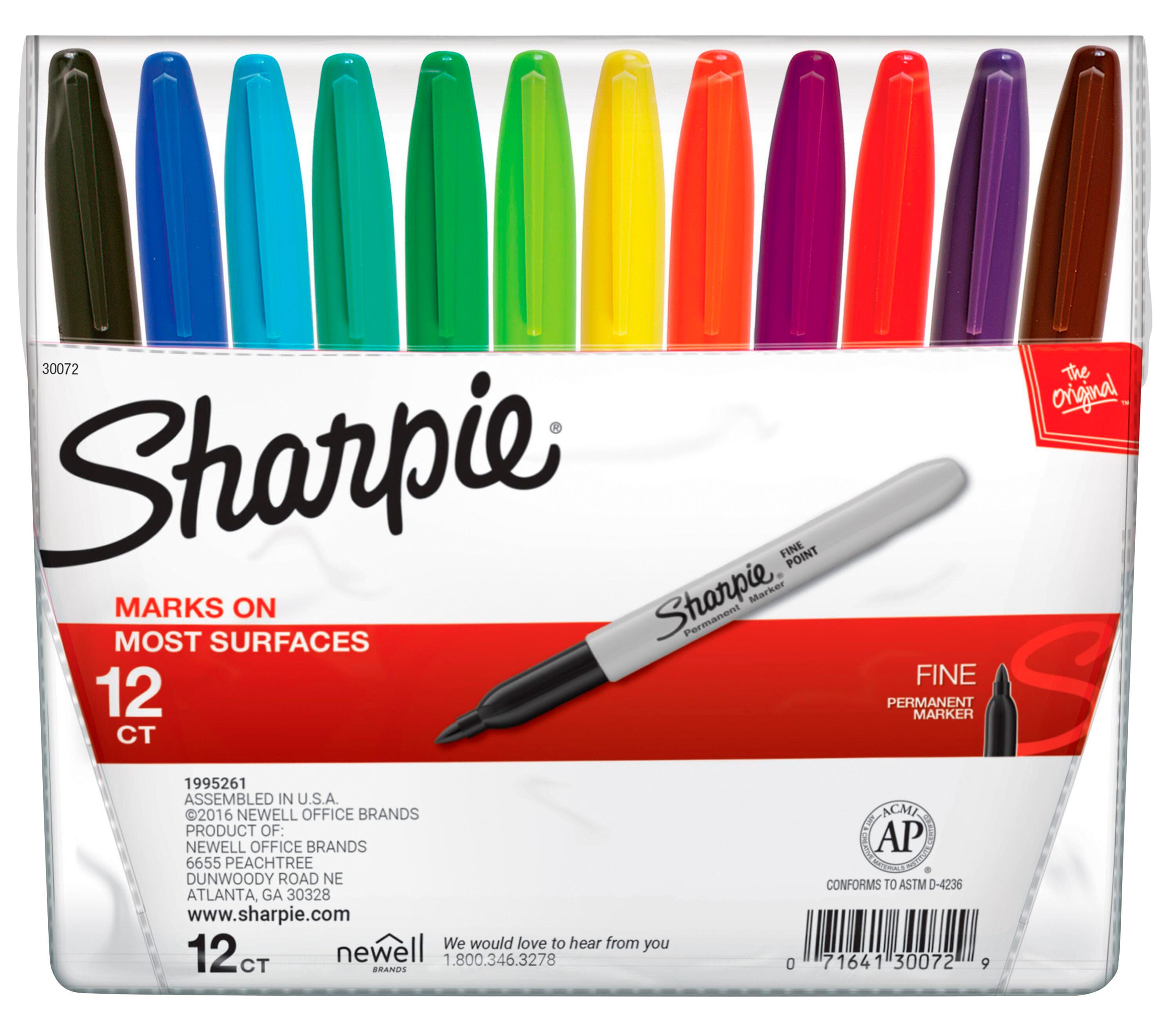 Image for Sharpie Permanent Markers, Fine Point, Assorted Colors, Set of 12 from School Specialty