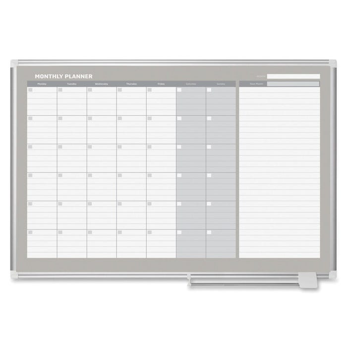 MasterVision Magnetic Gold Monthly Planner, 48 x 36 Inches, White
