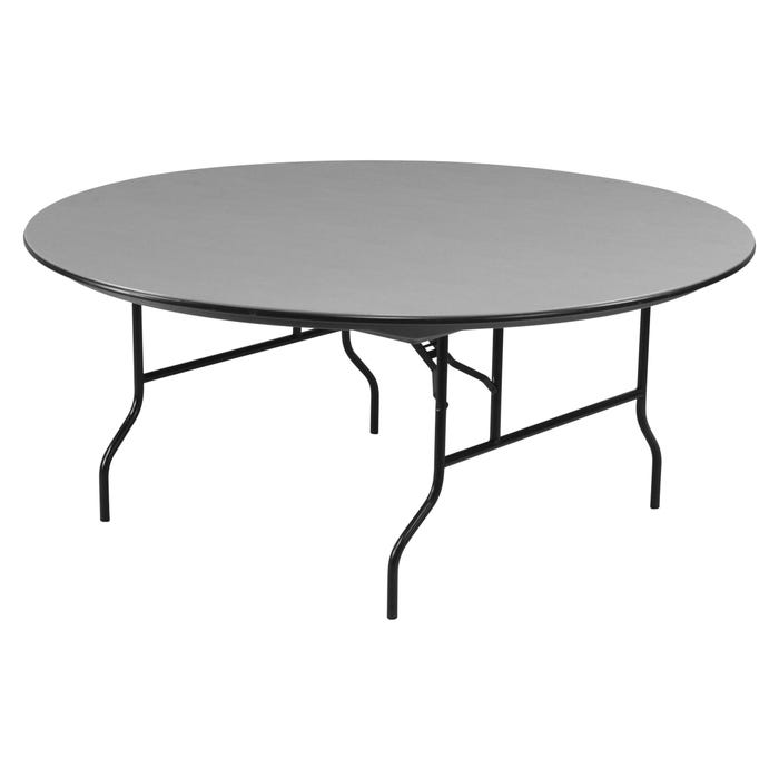 Midwest Folding Hexalite Round Lightweight Folding Table, 72 Dia x 29 H in, Rugged ABS Plastic, Gray Top, Black Trim/Frame