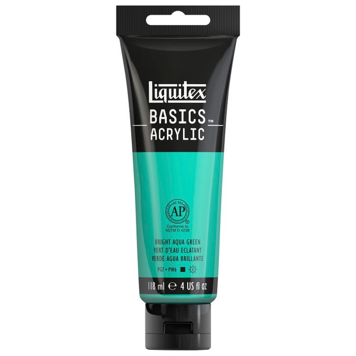 Liquitex BASICS Acrylic Paint, Bright Aqua Green, 4 Ounce Tube