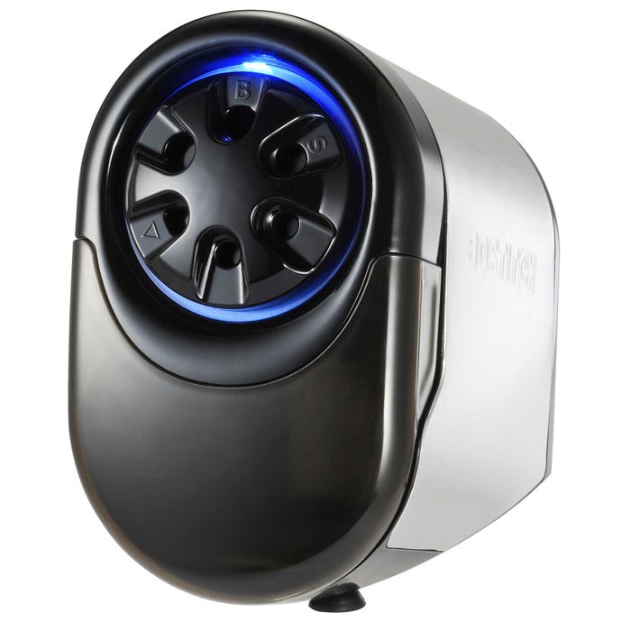 Bostitch QuietSharp Glow Classroom Electric Pencil Sharpener, Black and Silver