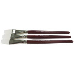 Image for Sax Optimum White Synthetic Taklon Paint Brushes Short, Flat, 3/4 Inch, Set of 3 from School Specialty