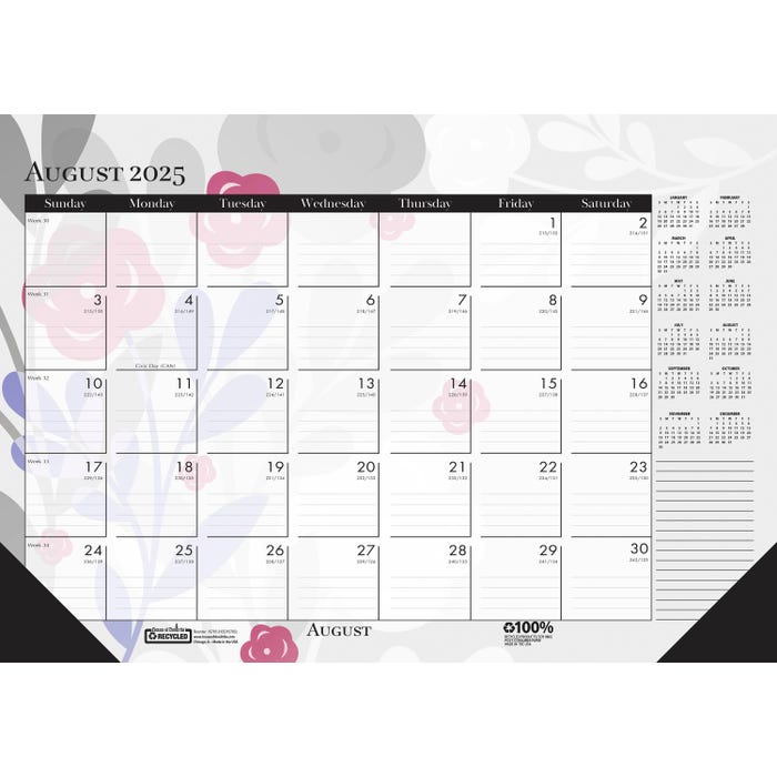 House of Doolittle Recycled Desk Pad Calendar, August 2025-July 2026, 18-1/2 x 13 Inches, Wildflower Design