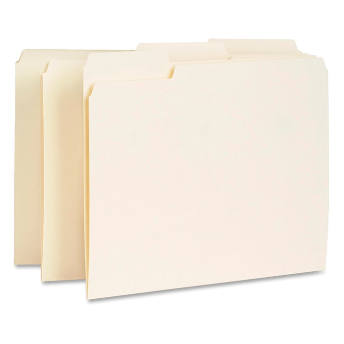 Business Source Interior File Folder, Letter Size, 1/3 Cut Tabs, Manila, Pack of 100