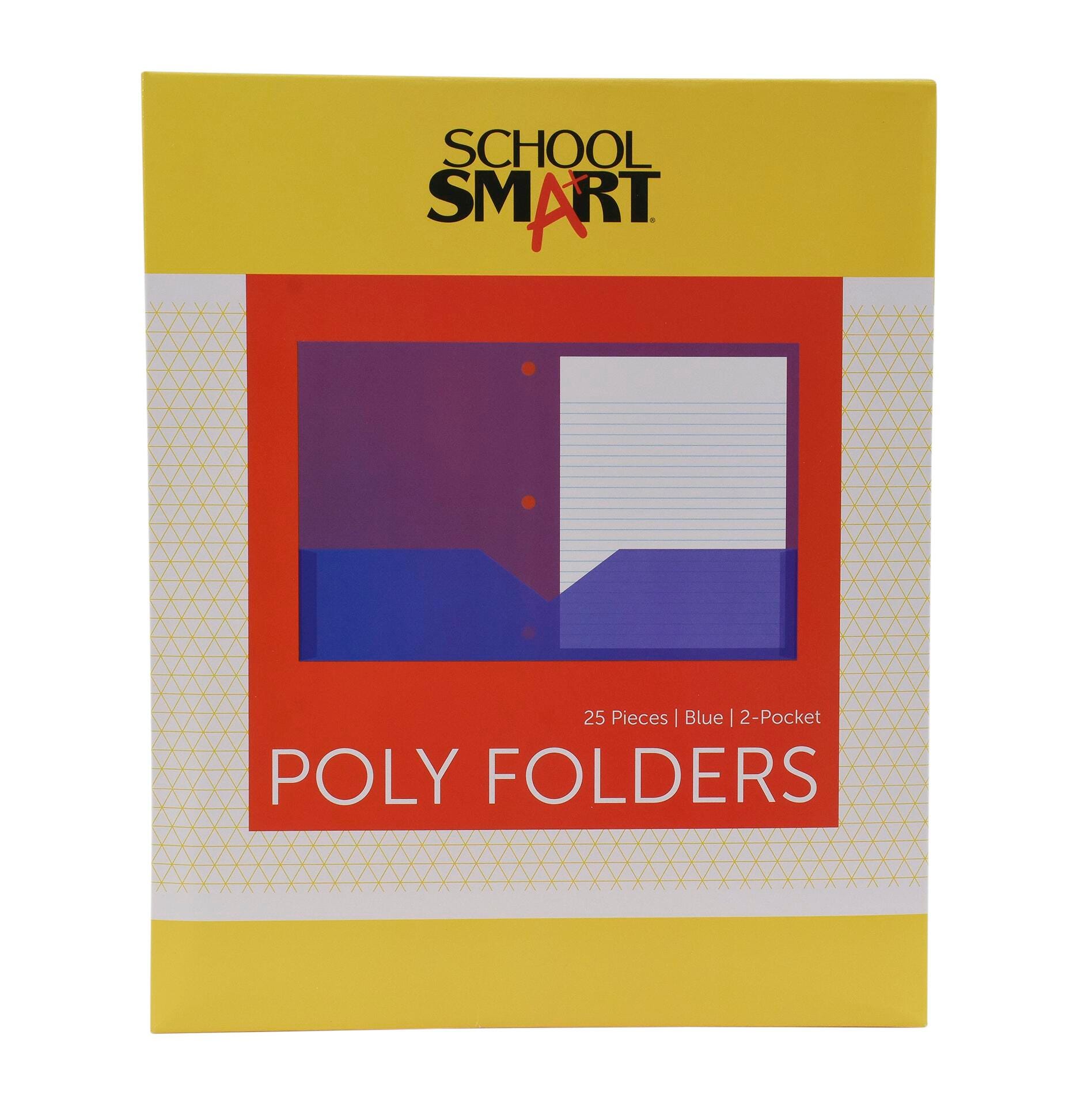 School Smart 2-Pocket Poly Folders, Letter Size 3-Hole Punched, Blue, Pack of 25 2019620