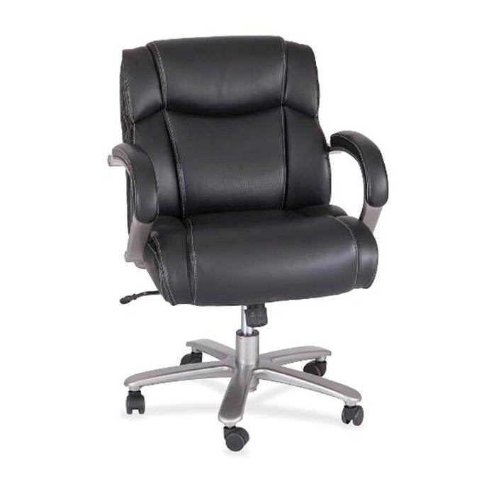 Safco Big & Tall Leather Mid Back Task Chair, 24-1/2 x 25-1/2 x 39 inches, Black