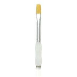 Royal & Langnickel Soft Grip Flat Golden Taklon Fiber Non-Slip Rubber Grip Acrylic Handle Paint Brush, Size 8, Pack of 12