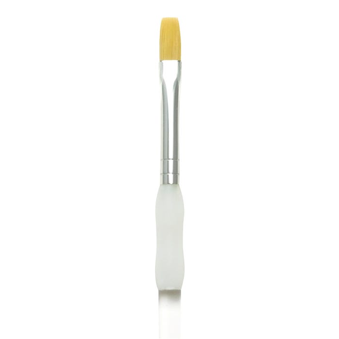 Royal & Langnickel Soft Grip Flat Golden Taklon Fiber Non-Slip Rubber Grip Acrylic Handle Paint Brush, Size 8, Pack of 12