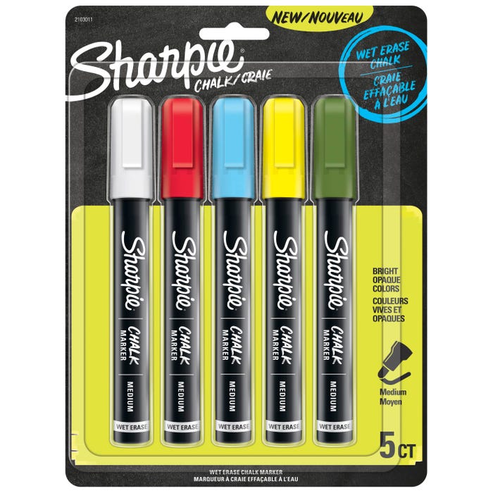Sharpie Chalk Markers, Assorted Standard Colors, Set of 5
