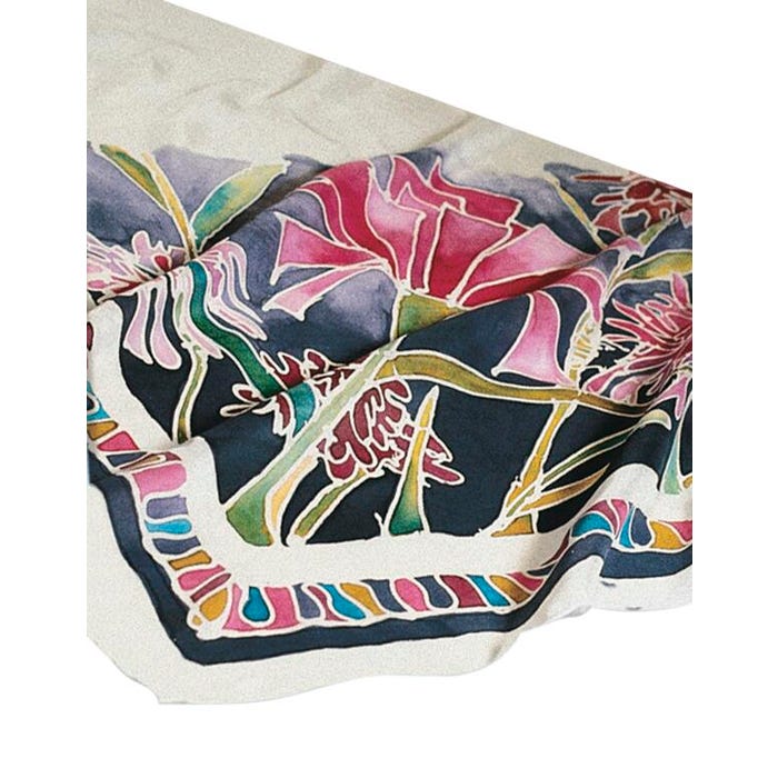 Jacquard China Silk Scarf for Painting, 22 x 22 Inches, White