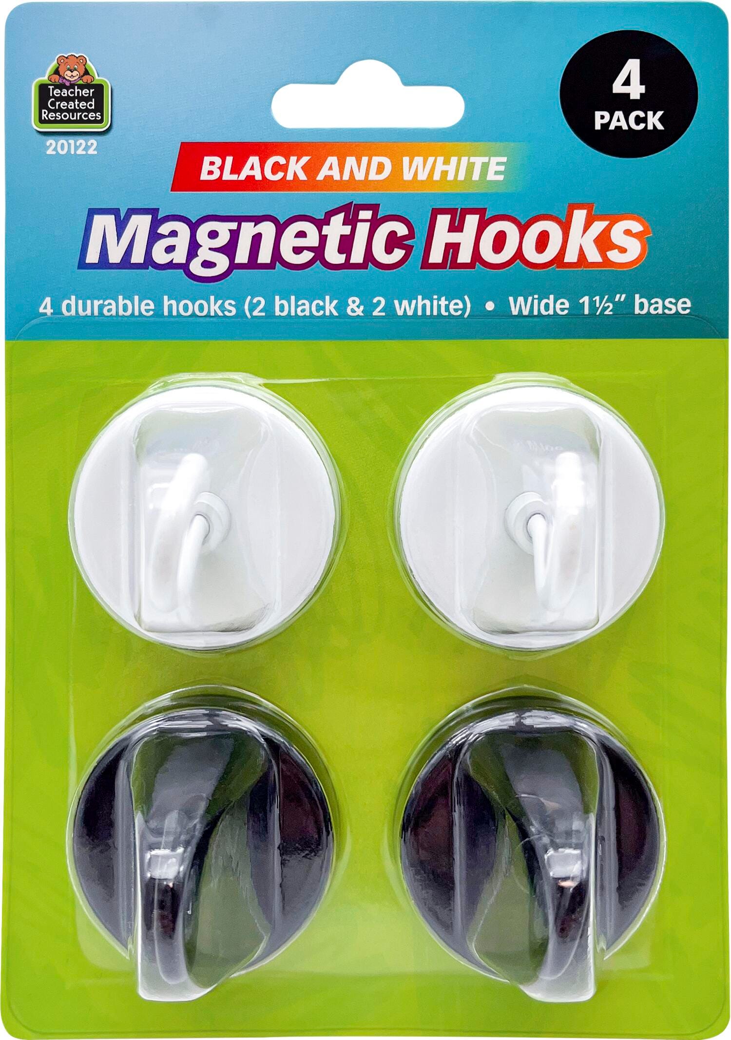 Teacher Created Resources Magnetic Hooks, Black/White, Set of 4 2132463