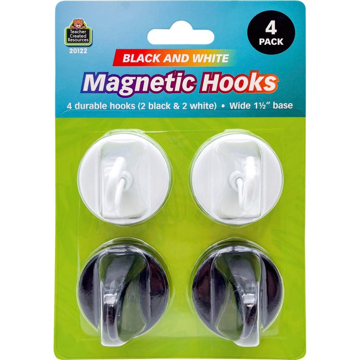 Teacher Created Resources Magnetic Hooks, Black/White, Set of 4