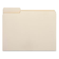 Business Source File Folder, Letter Size, 1/3 Left Cut Tabs, Manila, Pack of 100