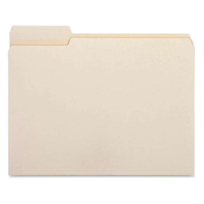 Business Source File Folder, Letter Size, 1/3 Left Cut Tabs, Manila, Pack of 100