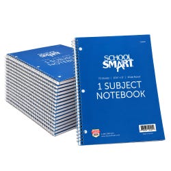 School Smart Wide Ruled Spiral Notebook, 10-1/2 x 8 Inches, 1 Subject, Blue, Pack of 24