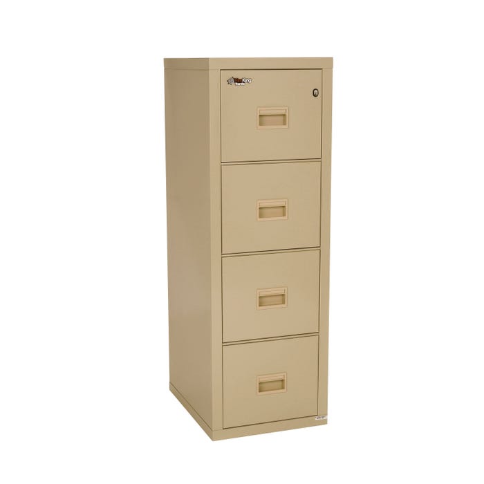 FireKing Compact Turtle Vertical File Cabinet, 17-3/4 x 22-1/8 x 52-3/4 Inches, Steel, Parchment, Powder Coated, 4-Drawers