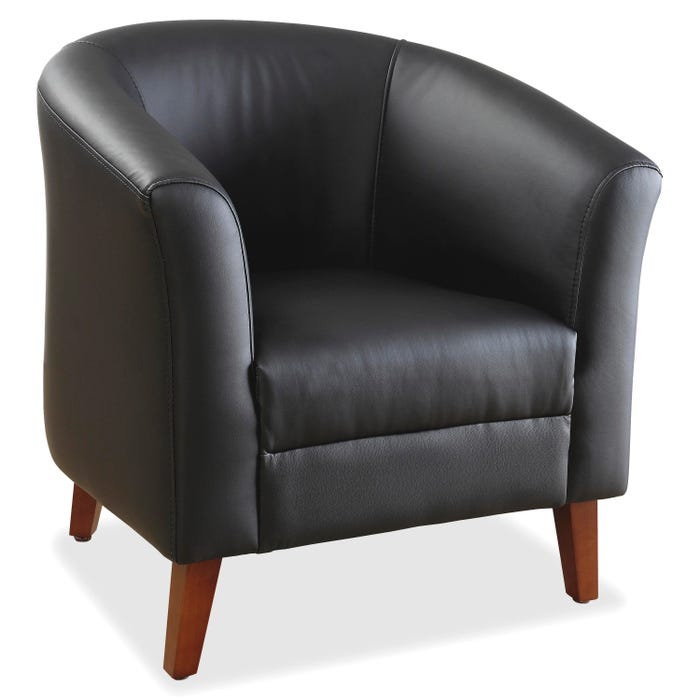 Lorell Leather Club Chair, Black, 31-1/2 x 29 x 31 inches