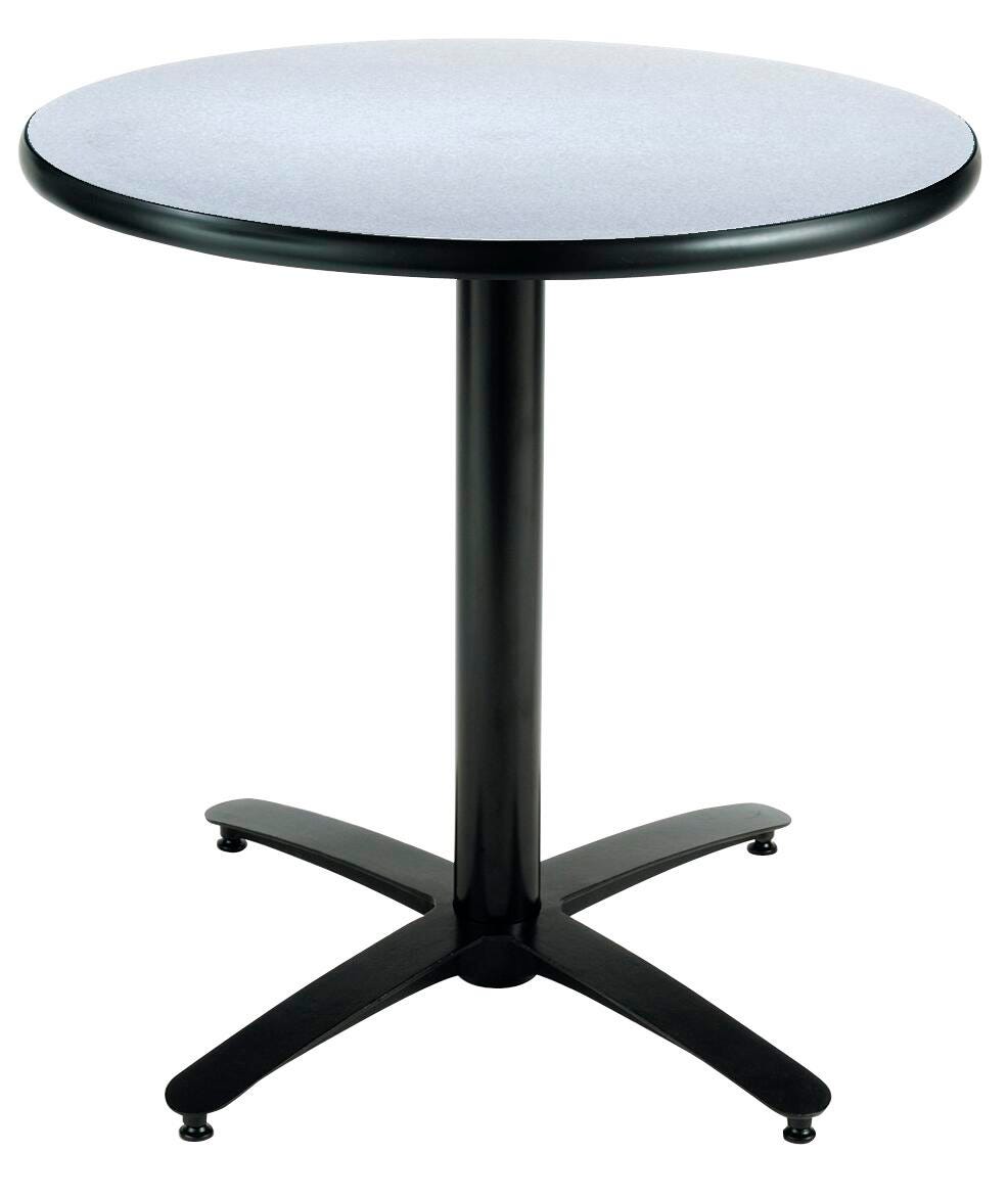 KFI Round Pedestal Cafeteria Table, 36 in Dia, 1/4 in High Pressure Laminate Table Top, Black Frame, Item Number 1305246
