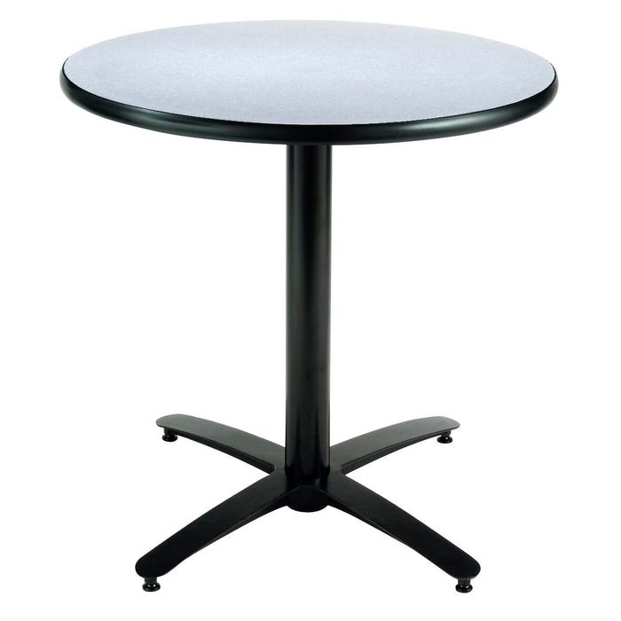 KFI Round Pedestal Cafeteria Table, 36 in Dia, 1/4 in High Pressure Laminate Table Top, Black Frame