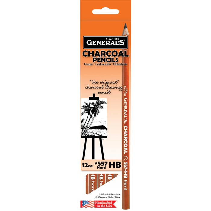 General's Charcoal Pencils, HB Hardness, Black, Pack of 12