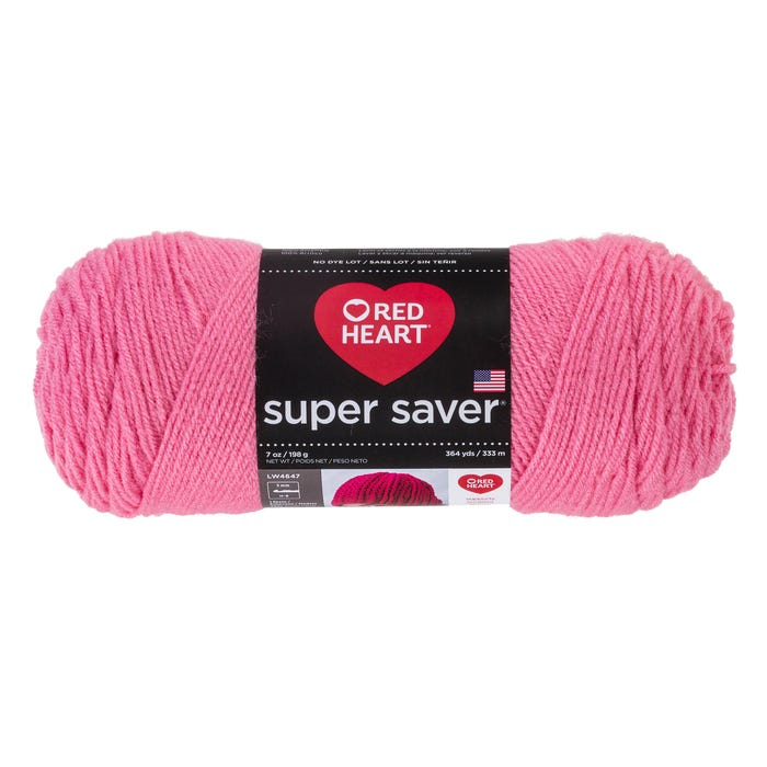 Red Heart Super Saver Yarn, 364 Yards, No Dye Lot, Perfect Pink