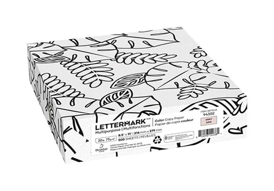LetterMark Multi-Purpose Paper, 20 lb, 8-1/2 x 11 Inches, Gray, Pack of 500, Item Number 2095589