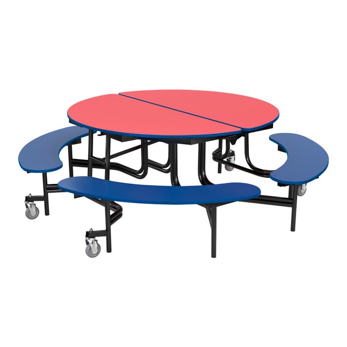 Classroom Select Mobile Table with Benches, Round, 60 Inches