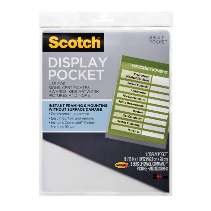Scotch Display Pocket, 8-1/2 x 11 Inches, Plastic, Clear