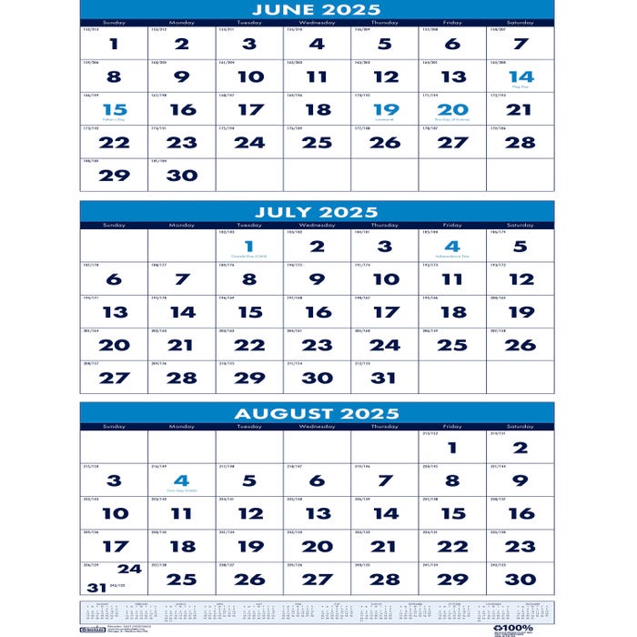 House of Doolittle Three Month Academic Wall Calendar, June 2025-July 2026, 8 x 17 Inches