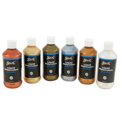 Sax Liquid Washable Watercolor Paints, 8 Ounces, Assorted Metallics, Set of 6, Item Number 1567857