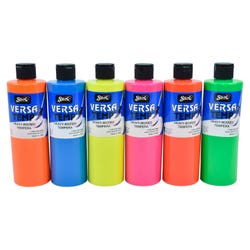 Sax Versatemp Heavy-Bodied Tempera Paint, 1 Pint Bottles, Assorted Fluorescent Neon Colors, Set of 6 1440727