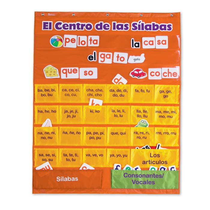 Learning Resources Spanish Syllables Pocket Chart With Cards, 28 x 38-1/2 Inches