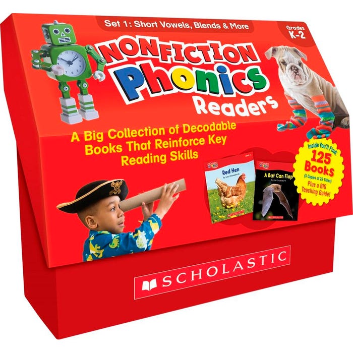 Scholastic Nonfiction Phonics Readers: SET 1 Short Vowels, Blends & More