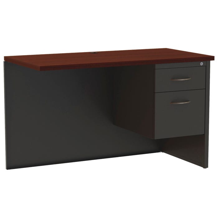 Lorell Mahogany Laminate/Charcoal Modular Desking, Right Return Desk, 48 x 24 Inches, Mahogany/Charcoal
