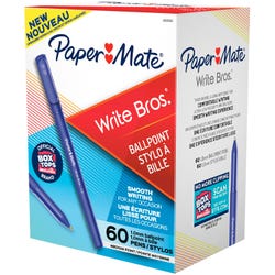 Paper Mate Write Bros. Ballpoint Pens, Medium Point, 1.0 mm, Blue, Pack of 60 1572278