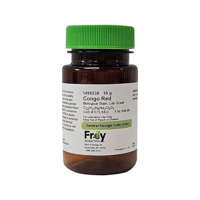 Frey Scientific Congo Red, Biological Stain, Lab Grade, 10 Grams