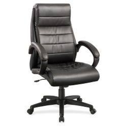 Lorell Deluxe High-Back Leather Chair, 27-3/4 x 32 x 44-1/2 in, Black