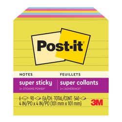 Post-it® Super Sticky Notes, 4 in x 4 Inches, Summer Joy, 90 Sheets, Pack of 6 2150095