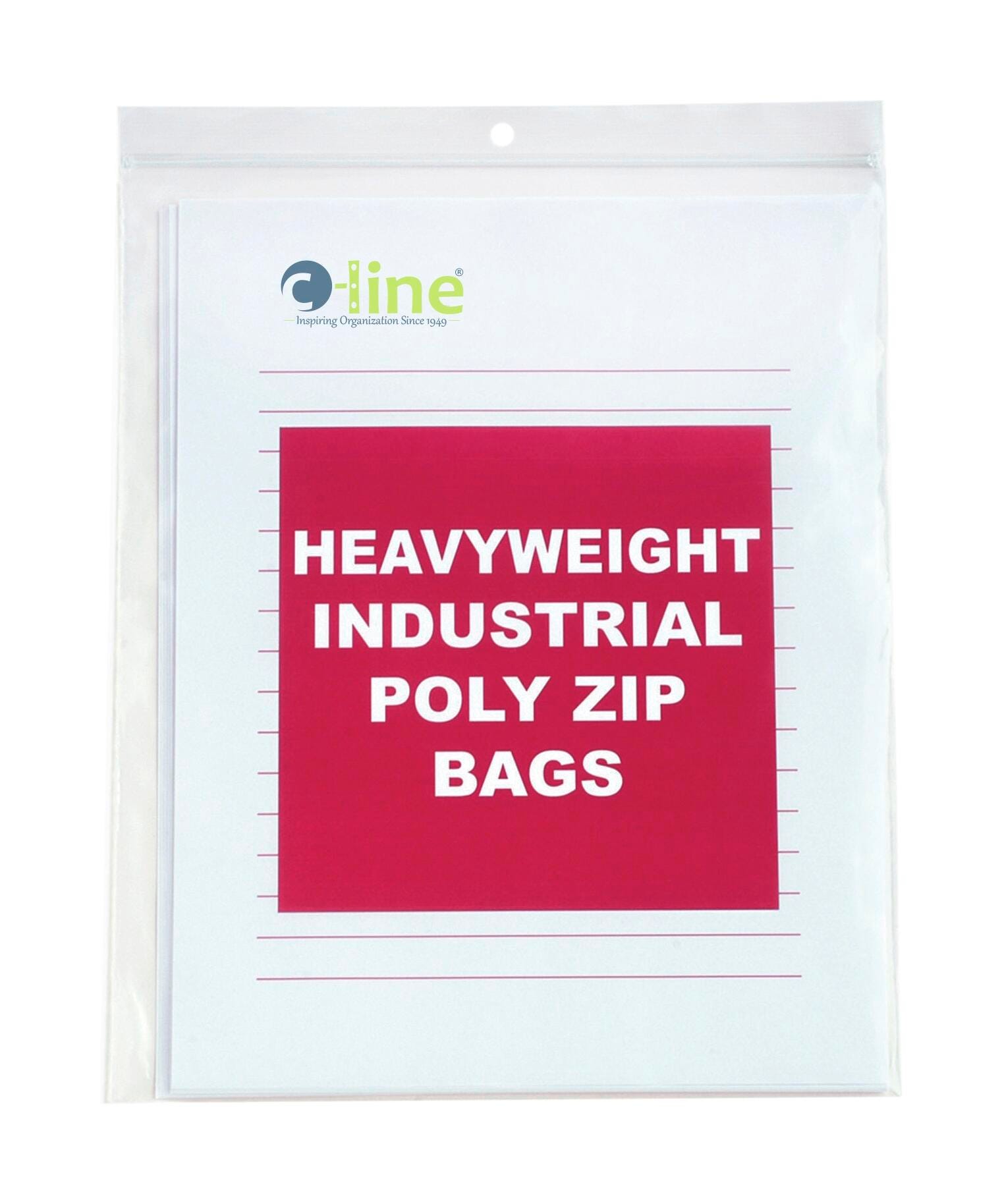 C-Line Industrial Poly Zip Bags, 8-1/2 x 11 Inches, Clear, Pack of 50 1056658
