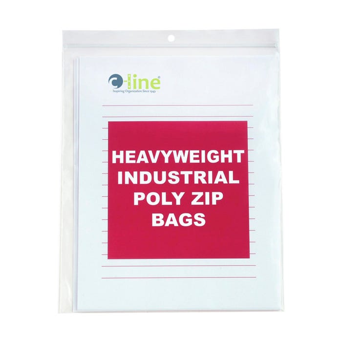 C-Line Industrial Poly Zip Bags, 8-1/2 x 11 Inches, Clear, Pack of 50