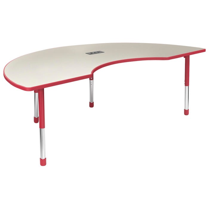 Classroom Select Activity Table with Power, Adjustable Height, Kidney, 48 x 72 Inches