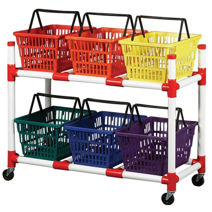 Duracart Easy Access Basket Cart, 19-1/4x13-1/4x10 Inches , 6 Baskets, Assorted Colors