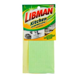 Libman Microfiber Cloths, 12x12 In, Green/Yellow, Pack of 2, Item Number 2020744
