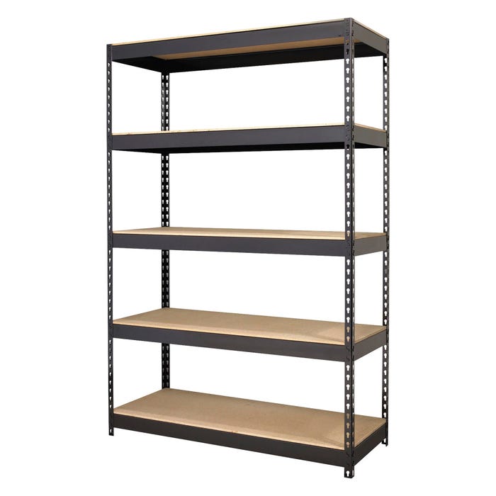 Lorell Riveted Steel Shelving, 48 x 18 x 72 Inches, Black