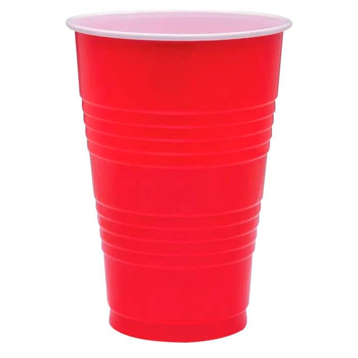 Genuine Joe Disposable Party Cup, 16 Ounces, Red, Pack of 50