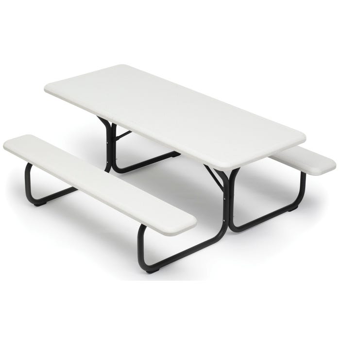 Iceberg Picnic Table, HDPE, 72 x 58 x 30 Inches, Platinum, 8 Seats
