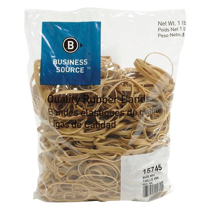 Business Source Rubber Bands, Size 54, 1 lb /BG, Assorted Sizes, Natural Crepe